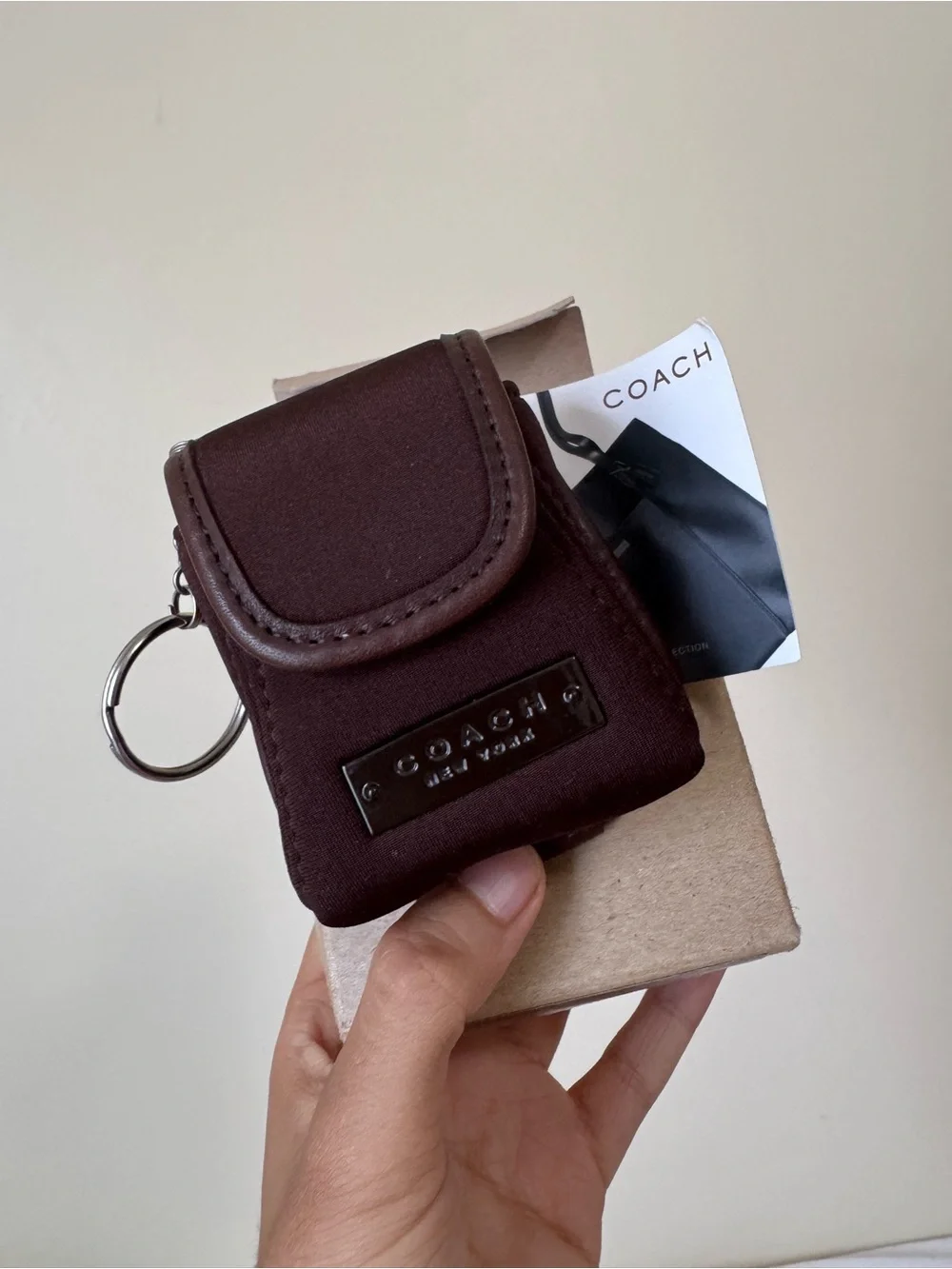 Vintage Coach Neoprene Mini Backpack Key Fob (6281) in Mahogany Brown